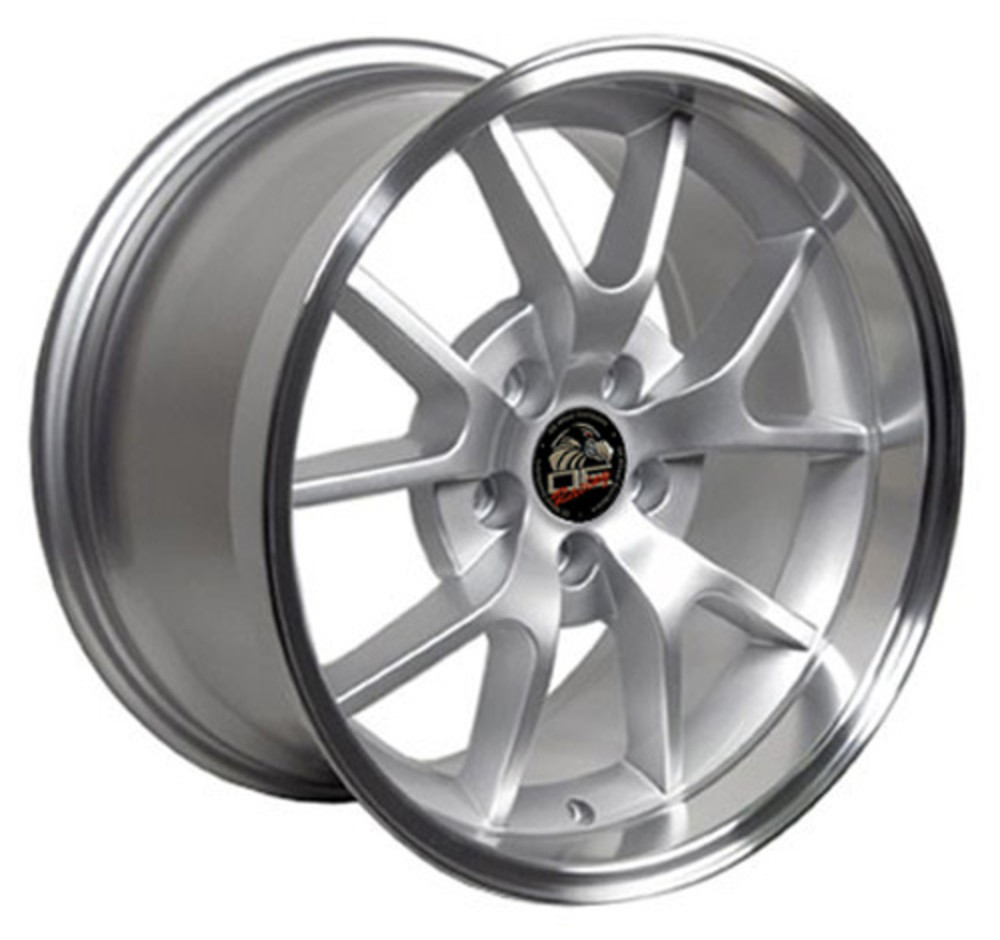 Machined Lip Silver Rims Fit Ford Mustang 18" Staggered SET