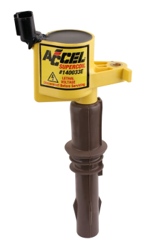 ACCEL IGNITION COIL - SUPERCOIL - 2008-2014 FORD 4.6L/5.4L/6.8L 3-VALVE ENGINE, YELLOW, INDIVIDUAL