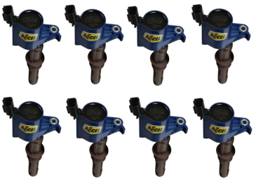 ACCEL IGNTION COIL - SUPER COIL - 2008-2014 FORD 4.6L/5.4L/6.8L 3-VALVE ENGINE , BLUE, 8-PACK