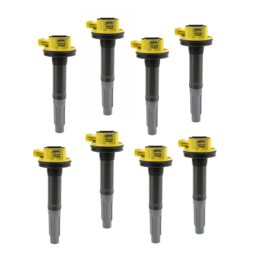 ACCEL IGNITION COILS SUPER COIL SERIES 2011-2016 FORD 5.0L COYOTE ENGINES, YELLOW, 8-PACK