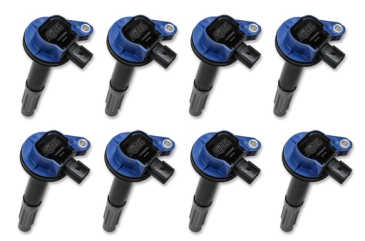 ACCEL IGNITION COILS SUPER COIL SERIES 2011-2016 FORD 5.0L COYOTE ENGINES, BLUE, 8-PACK
