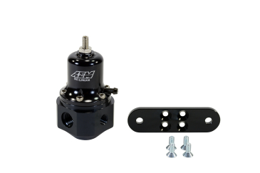 AEM UNIVERSAL ADJUSTABLE FUEL PRESSURE REGULATOR - 40-130 PSI / Inlet: 2 X -6AN (9/16-18) Outlet: -6AN - Gauge Port: 1/8 In. NPT - Black