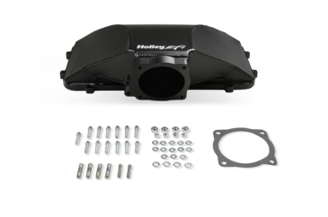 1986-1995 FORD 5.0 HI-RAM 95MM FABRICATED SIDE MOUNT PLENUM TOP - BLACK FINISH