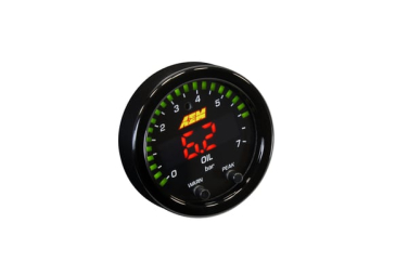 AEM X-SERIES FLUID PRESSURE GAUGE - 0-100psi/0-7bar - Black Bezel And Black Oil Faceplate