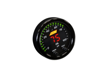 AEM X-SERIES FLUID PRESSURE GAUGE - 0-100psi/0-7bar - Black Bezel And Black Oil Faceplate