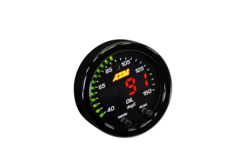AEM X-SERIES TEMPERATURE GAUGE - 100-300F/40-150C - Black Bezel And Black Water Faceplate