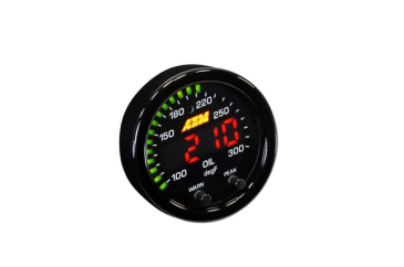AEM X-SERIES TEMPERATURE GAUGE - 100-300F/40-150C - Black Bezel And Black Water Faceplate