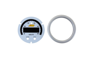 AEM X-SERIES VOLT GAUGE - BLACK BEZEL & BLACK FACEPLATE / 8-18 Volts