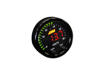 AEM X-SERIES VOLT GAUGE - BLACK BEZEL & BLACK FACEPLATE / 8-18 Volts