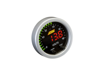 AEM X-SERIES VOLT GAUGE - BLACK BEZEL & BLACK FACEPLATE / 8-18 Volts