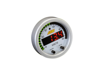 AEM X-SERIES VOLT GAUGE - BLACK BEZEL & BLACK FACEPLATE / 8-18 Volts