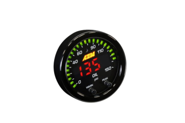 AEM X-SERIES FLUID PRESSURE GAUGE / 0-150psi/0-10bar - Black Bezel and Black Faceplate