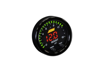 AEM X-SERIES PRESSURE GAUGE / 0-15 PSI - Black Bezel and Black Boost/Fuel Faceplate