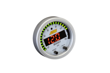 AEM X-SERIES PRESSURE GAUGE / 0-15 PSI - Black Bezel And Black Boost/Fuel Faceplate