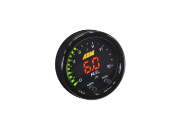 AEM X-SERIES PRESSURE GAUGE / 0-15 PSI - Black Bezel And Black Boost/Fuel Faceplate