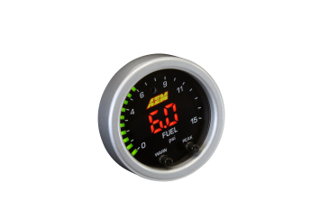 AEM X-SERIES PRESSURE GAUGE / 0-15 PSI - Black Bezel And Black Boost/Fuel Faceplate