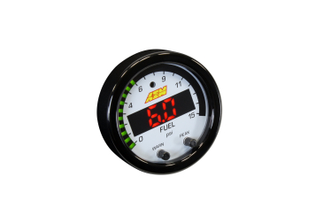 AEM X-SERIES PRESSURE GAUGE / 0-15 PSI - Black Bezel And Black Boost/Fuel Faceplate