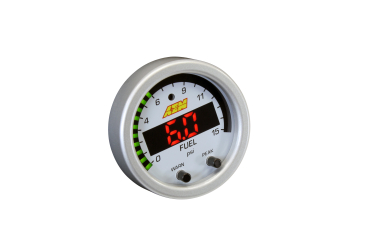 AEM X-SERIES PRESSURE GAUGE / 0-15 PSI - Black Bezel And Black Boost/Fuel Faceplate