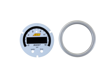 AEM X-SERIES PRESSURE GAUGE / 0-15 PSI - Black Bezel And Black Boost/Fuel Faceplate