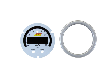 AEM X-SERIES PRESSURE GAUGE / 0-15 PSI - Black Bezel And Black Boost/Fuel Faceplate