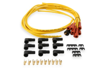 SPARK PLUG WIRE SET - 7MM - SUPER STOCK WITH COPPER CORE - UNIVERSAL STRAIGHT BOOTS - YELLOW