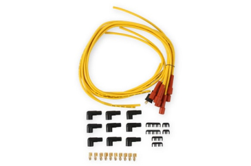 SPARK PLUG WIRE SET - 7MM - SUPER STOCK WITH COPPER CORE - UNIVERSAL STRAIGHT BOOTS - YELLOW