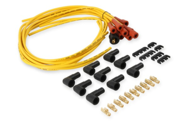 SPARK PLUG WIRE SET - 7MM - SUPER STOCK WITH COPPER CORE - UNIVERSAL STRAIGHT BOOTS - YELLOW