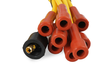 SPARK PLUG WIRE SET - 7MM - SUPER STOCK WITH COPPER CORE - UNIVERSAL STRAIGHT BOOTS - YELLOW