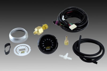 AEM 30-35PSI BOOST DISPLAY GAUGE /  Black and Silver Bezel - Black and White Faceplate