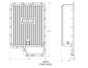 B&M HI-TEK DEEP TRANSMISSION PAN - ALUMINUM (Fits Ford E4OD/4R100)