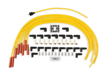 SPARK PLUG WIRE SET - 8MM - YELLOW WITH ORANGE STRAIGHT BOOTS
