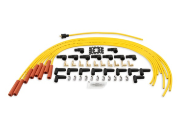 SPARK PLUG WIRE SET - 8MM - YELLOW WITH ORANGE STRAIGHT BOOTS