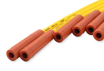 SPARK PLUG WIRE SET - 8MM - YELLOW WITH ORANGE STRAIGHT BOOTS