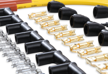 SPARK PLUG WIRE SET - 8MM - YELLOW WITH ORANGE STRAIGHT BOOTS