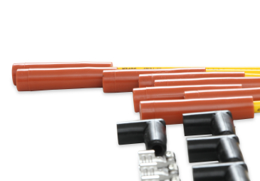 SPARK PLUG WIRE SET - 8MM - YELLOW WITH ORANGE STRAIGHT BOOTS