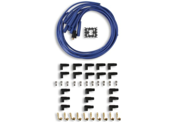 SPARK PLUG WIRE SET- 8MM - BLUE WIRE WITH BLUE STRAIGHT BOOTS