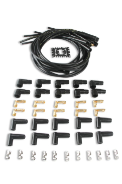 SPARK PLUG WIRE SET- 8MM - BLACK WIRE WITH BLACK STRAIGHT BOOTS