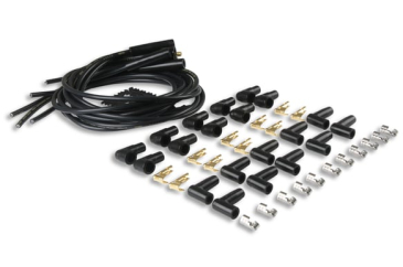 SPARK PLUG WIRE SET- 8MM - BLACK WIRE WITH BLACK STRAIGHT BOOTS