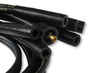 SPARK PLUG WIRE SET- 8MM - BLACK WIRE WITH BLACK STRAIGHT BOOTS