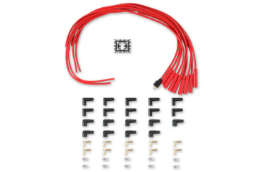 SPARK PLUG WIRE SET- 8MM - RED WIRE WITH RED STRAIGHT BOOTS