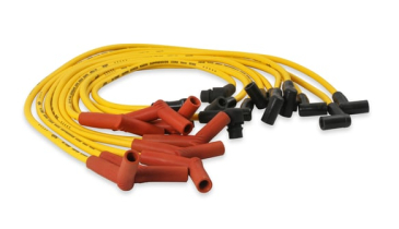 SPARK PLUG WIRE SET - 8MM - CUSTOM WITH GRAPHITE CORE - YELLOW WITH HEI STOCK STYLE BOOTS