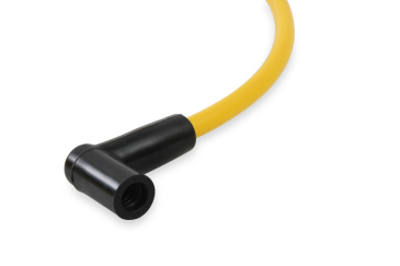 SPARK PLUG WIRE SET - 8MM - CUSTOM WITH GRAPHITE CORE - YELLOW WITH HEI STOCK STYLE BOOTS