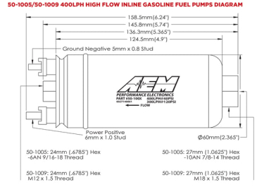 AEM 400LPH INLINE HIGH FLOW FUEL PUMP