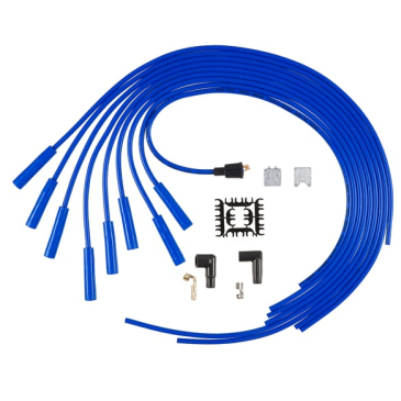 SPARK PLUG WIRE SET - 8MM - UNIVERSAL - BLUE WIRE WITH BLUE STRAIGHT BOOTS