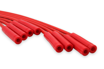 SPARK PLUG WIRE SET - 8MM - UNIVERSAL - RED WIRE WITH RED STRAIGHT BOOTS