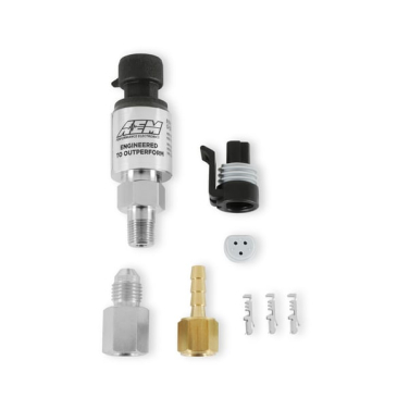 AEM STAINLESS STEEL PSIG SENSORS - 50 PSI /  1/8 in. NPT Male Thread w/ -4 and 3/16 NPT Adapters