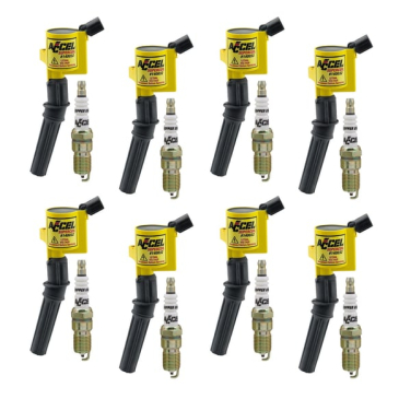 ACCEL IGNITION UPGRADE KIT- 1998-2008 FORD 4.6L/5.4L/6.8L 2-VALVE EGINES, YELLOW, 8-PACK