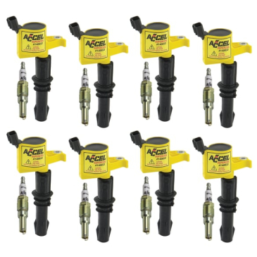 ACCEL IGNITION UPGRADE KIT- 2004-2008 FORD 4.6L/5.4L/6.8L 3-VALVE EGINES, YELLOW, 8-PACK