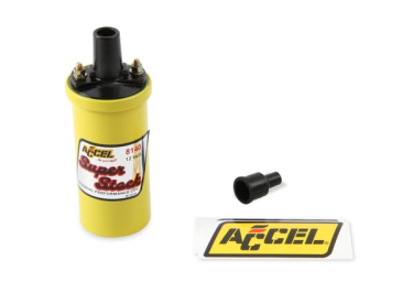ACCEL IGNITION COIL - YELLOW - 42000V 1.4 OHM PRIMARY - POINTS - GOOD UP TO 6500 RPM