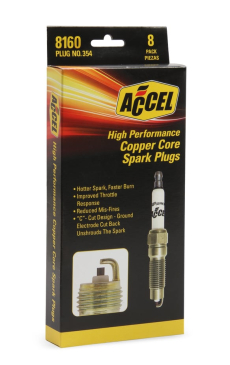 ACCEL HP COPPER SPARK PLUG / Ford 2004-Early 2008 Ford 3-Valve 4.6L,5.4L & 6.8L Modular Engines - One Piece Design - 8 Pack Of PN 346